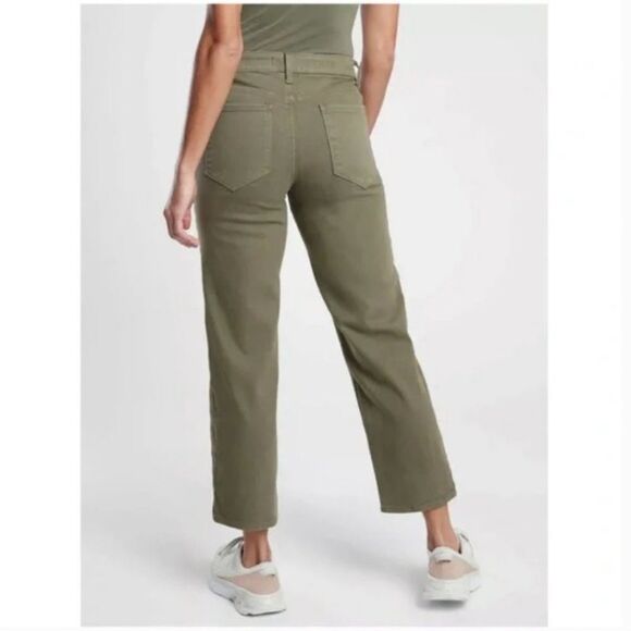 Athleta Flex Olive Green Straight Cropped Jeans Size 2 Petite - Picture 3 of 10